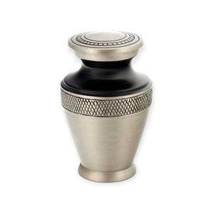 Urna de Metal Color Crema con Símbolo de Cruz y Bordado Detallado para Guardar Cenizas Conmemorativas - Product Image 2