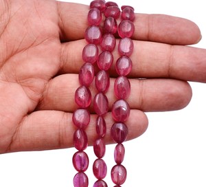 Rubí Rojo AAA+ de 5x7mm-8x12mm, Cuentas Ovaladas Lisas, Rubí Natural, Piedra Preciosa, Cuentas Ovaladas Sueltas para Joyería - Product Image 1