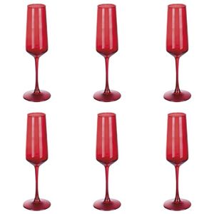 Set di 6 Flûte Monouso da 250ml, Bicchieri da Vino Rossi Rubino Sibilla, Bicchieri Trasparenti per Uso Bar - Product Image 1