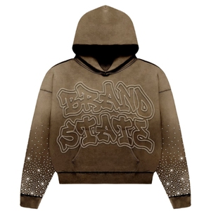 เสื้อฮู้ดสวมหัวของผู้ชายผ้าฝ้าย100% พลอยเทียมปักตามสั่งดีไซน์เป็นมิตรกับสิ่งแวดล้อมระบายอากาศได้ - Product Image 4