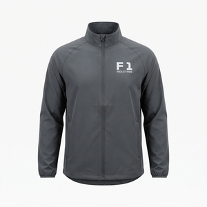 เสื้อแจ็คเก็ตผู้ชาย F1 Industries แบบกันลม สปอร์ต ทรงนักแข่ง คอตั้ง ซิปหน้า โลโก้สีเทาล้วน ผลิตจากโพลีเอสเตอร์ เหมาะสำหรับใส่ในฤดูใบไม้ร่วง - Product Image 1