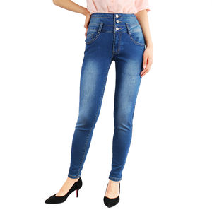 Pantalones Ajustados de Color Claro para Mujer, Jeans de Mezclilla de Moda para Mujer de Talla Grande, Jeans Rotos para Mujer, Servicio OEM - Product Image 1