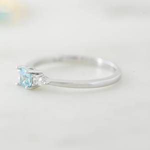 Bague personnalisée en argent 925, nouvelle collection, avec aquamarine et zircon cubique sertis clos, pour mariage, à prix abordable - Product Image 3