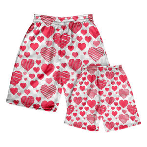 2025 pantalones cortos personalizados para hombre estilo callejero moda pareja patrón de corazón estampado pantalones de casa y pantalones de playa - Product Image 2