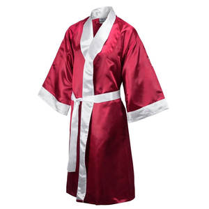 100% poliéster hecho Material de seda bata de boxeo manga larga bordado Logo diseño sublimación bata de boxeo hecho en Sialkot - Product Image 5