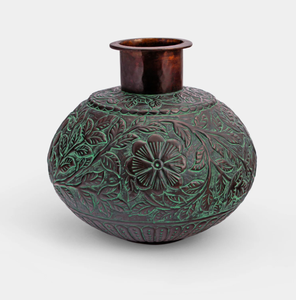 Pots de jardin ronds en laiton antique tribal traditionnel fait à la main décoration de la maison pots de jardinière pour plats et assiettes - Product Image 2