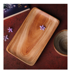 Plateau décoratif en bois d'acacia Plateau de service en bois rectangulaire fait à la main pour aliments, thé et boissons pour la cuisine à domicile - Product Image 3