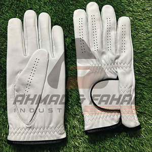Ahmad & Fahad Ind White Color Golf Glove <b>S</b>,M,L,XL All sizes are available <b>Black</b> Piping Made In Pakistan - Product Image 1