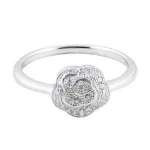 Anillo de Plata 925 con Incrustaciones de Flores para Mujer, Chapado en Oro y Rodio, Estilo Vintage, Material Principal Cobre - Product Image 2