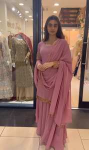 Vêtements fantaisie pour femmes Georgette Heavy Sequence Work Designer Pakistanais Kurti avec ensemble Plazo - Product Image 3