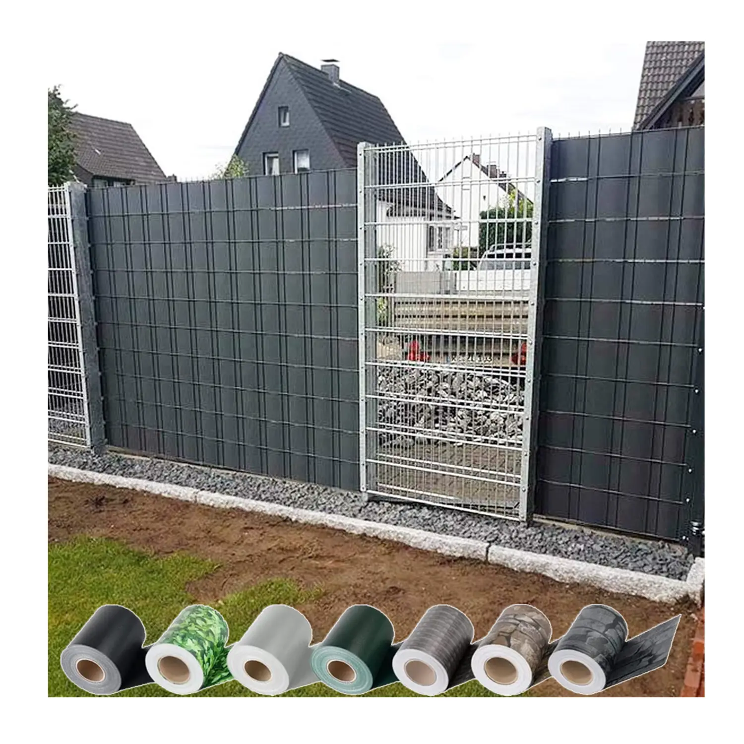 Einfache Installation 450g/m² 19cm * 35m mit 20 Clips Zaunband PVC-Streifen Bildschirm Zaun für Privatsphäre Gartenzaun Dekoration