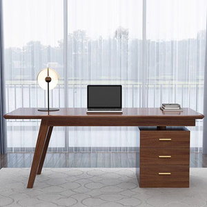 Bureau d'ordinateur en bois de noyer massif - Poste de travail rectangulaire pour cadres DESK2-0046 - Product Image 4