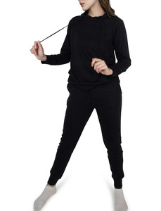 Ensemble de survêtement de sport pour femme, coupe ajustée, 100 % coton, à capuche, couleur unie, haute qualité, vente en gros, pour l'hiver - Product Image 2