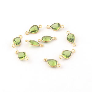 Charming 6x8 mm <b>Peridot</b> Quartz Pear Shape Connector Bezel Setting Brass Gold Plated Diy Double Bail Making <b>Bracelet</b> Connectors - Product Image 5