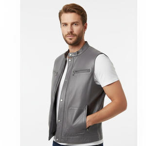 Gilet en cuir synthétique sans manches pour hommes Fournisseur d'usine OEM Vente en gros sur mesure Biker Fashion Motorcycle Riding Respirant - Product Image 6