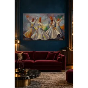 Impresión en lienzo estilo pintura al óleo de Fida: Cuatro Dervisces Danzantes sobre Fondo Colorido - Product Image 1