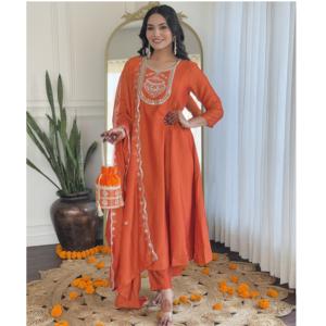 เสื้อคลุมตัวยาวสไตล์อินเดียสำหรับผู้หญิงชุดสวมใส่ชาติพันธุ์แบบดั้งเดิมพร้อมงานทำมือ - Product Image 1