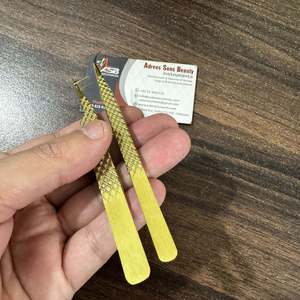 Matte Gold Stainless Steel Lash Extension Tweezer <b>Smooth</b> Curved Precision Durable Beauty <b>Tool</b> Custom Logo Printing OEM Service - Product Image 4