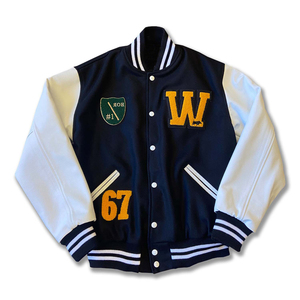 Veste d'université Letterman personnalisée avec manches en cuir véritable Patchs personnalisés et service OEM avec logo disponible - Product Image 2