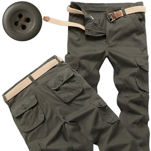 Men 6 Pocket Canvas Cargo Pants Elastic Waist Relaxed Fit Casual Trendy Streetwear Joggers Wholesale - Product Image 6