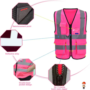 Gilets de sécurité réfléchissants à glissière à prix compétitif gilet de sécurité haute visibilité multifonctionnel respirant à séchage rapide unisexe - Product Image 5