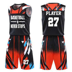 Uniforme de basket-ball imprimé par sublimation de conception personnalisée OEM fabriqué avec un tissu en maille 100% polyester respirant à séchage rapide - Product Image 1