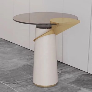 Top en verre trempé d'approvisionnement direct d'usine de la meilleure qualité avec café en bout en métal doré et table d'appoint Design luxueux - Product Image 4