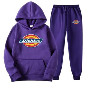 ชุดเซ็ตแฟชั่นหรูหราสำหรับผู้ชายและผู้หญิง สไตล์ลำลอง สำหรับฤดูใบไม้ร่วงและฤดูหนาว เสื้อฮู้ดมีซิปผ้าฟลีซ กระเป๋าปักลาย พร้อมกางเกงขายาว ปักลาย 3 มิติ - Product Image 1