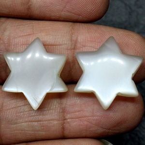 Piedra lunar blanca natural de 12mm, cabujón en forma de estrella lisa, suelta para la fabricación de joyas piedra preciosa, venta al por mayor, suministro de cristal curativo - Product Image 2