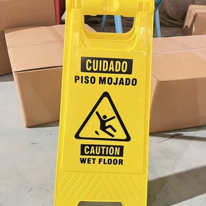 Señal de Advertencia Plegable de Seguridad Vial para Piso Mojado, Tablero de Plástico PE, Señal de Precaución para Uso en Exteriores, Material Metálico - Product Image 1