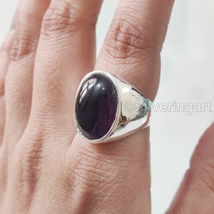 Anillo de Plata de Ley 925 con Amatista Natural para Hombre, Piedra de Nacimiento de Febrero, Todas las Tallas, Regalo de Boda Árabe, Venta al por Mayor - Product Image 3