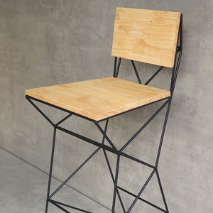 <b>Adjustable</b> Industrial High <b>Bar</b> <b>Stool</b> with Wooden Seat and Iron Frame for Farmhouse and Kitchen Use - Product Image 4