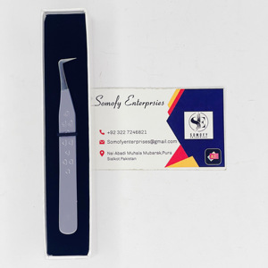 Pinzas de 90 grados de acero inoxidable de la mejor calidad para extensiones de pestañas Pinzas de pestañas de volumen de puntas de fibra de alta precisión - Product Image 2