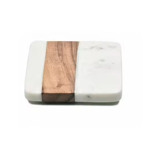 Sous-verres au design moderne unique et fabriqué à la main Vaisselle élégante en forme de cube en bois et marbre Décoration Tapis et tampons élégants - Product Image 5