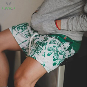 Pantalones cortos deportivos de alta calidad hasta la rodilla para hombre, cierre de cintura elástica, pantalones cortos de malla de alta calidad para entrenamiento de gimnasio de verano - Product Image 6