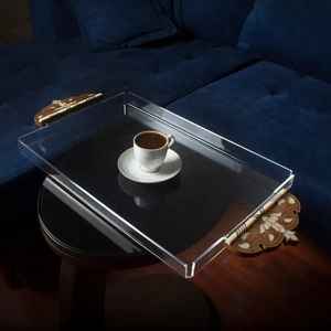 Plateau de service en acrylique incrusté de nacres Plateau de service polyvalent Design moderne Écologique Passe au lave-vaisselle Utilisation de fête - Product Image 5