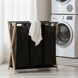 Oferta de Black Friday en eBay: Cesto de Ropa Plegable de Hierro Fundido Moderno de Dos Niveles, Organizador de Ropa para Lavandería - Product Image 1