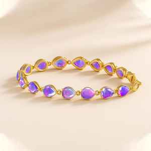 Multifire Sterling Silver Large Fire <b>Opal</b> Gemstone Tennis <b>Bracelet</b> Delicate Luxury Birthstone Gift for Her Anniversary - Product Image 2