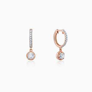 Pendientes de diamantes brillantes de oro rosa - Product Image 3