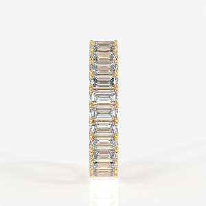 Bague Éternité en Émeraude de Laboratoire Taille Princesse, Or 14 carats et Platine, Pureté VS, Certifiée IGI, Bijou de Mariage Fin Invisible - Product Image 3