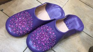 Zapatillas de Primavera Unisex de Piel Genuina Morada, Transpirables, Ligeras, con Pedrería, Diseño Floral, Punta Puntiaguda, Entresuela Acolchada de Espuma - Product Image 6
