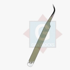 Pinzas de pestañas de punta de fibra personalizadas de alta calidad Pinzas de pestañas de volumen de acero inoxidable para extensión de pestañas - Product Image 1