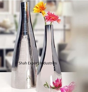 Ensemble fait main trois Vase à fleurs en métal martelé plaqué argent côtier maison mariage Table Top centres de table décoratifs Vase de sol - Product Image 5