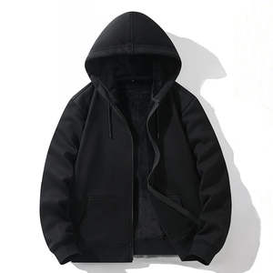 Zipper Hooded Sweatshirt Autumn Winter Fleece-lined <b>Warm</b> Composite <b>Cardigan</b> Pure Cotton Casual Men <b>Women</b> Base Solid Color Y2k - Product Image 2