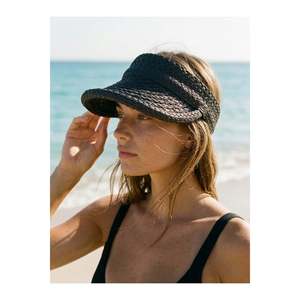 Chapeau visière en paille noir pliable à l'avant, idéal pour un usage quotidien et la plage HSR2113 - black2113 - Product Image 4