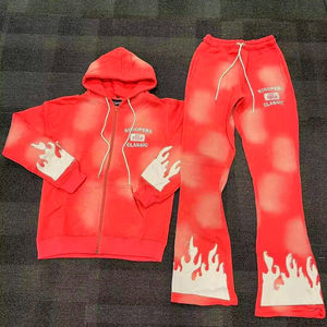 Pantalones de chándal acampanados de estilo Retro Vintage, pantalones de chándal de algodón de lana de gran tamaño para mujer con capucha - Product Image 1