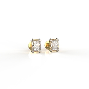 Ishi Diamonds Enchanting 18k Gold 1 Carat Each <b>Emerald</b> Cut Solitaire <b>Stud</b> Earrings - Product Image 6