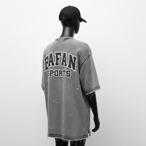 เสื้อยืดผู้หญิงทรงโอเวอร์ไซส์ ผ้าคอตตอนวินเทจฟอกสี 220 GSM เนื้อผ้านุ่มฟอกกรด สีเทา พิมพ์โลโก้ตามสั่ง - Product Image 5