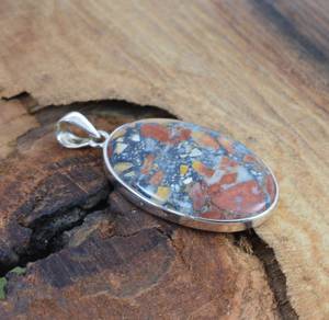 Pendentif en argent sterling 925 Malinga Jasper, fait à la main, ovale, pierre précieuse, bijoux, cadeau élégant pour femmes - Product Image 2
