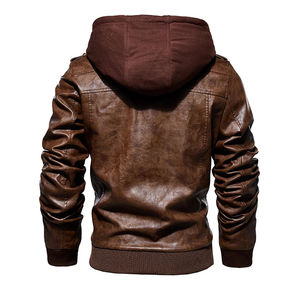 Chaqueta de Cuero de Oveja de Alta Calidad para Hombre, Chaqueta de Cuero para Adultos con Cuello Alto, Ajuste Completo, para Invierno - Product Image 2